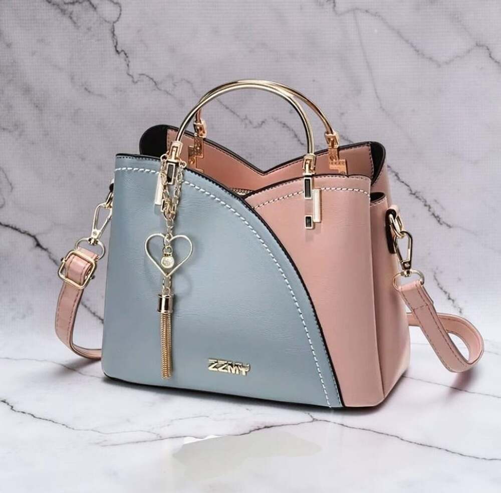 Color Block PU Leather Crossbody Shoulder Bag